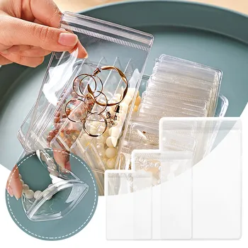 10 Шт. прозрачных ювелирных изделий из ПВХ, сумка на молнии с защитой от окисления, пластиковые пакеты для колец, сережек, пластиковые аксессуары для дома, инструменты