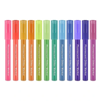 12 упаковок блестящих ручек-хайлайтеров флуоресцентного цвета, полезные советы для ведения художественного дневника и рисования эскизов, набор ручек