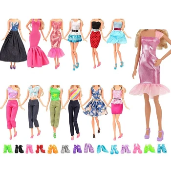 15шт Кукольная одежда разных цветов, платье, брюки, обувь, костюм, кукольный домик, игрушка
