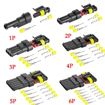 2 комплекта/5 комплектов Штырей Way AMP Super Seal HID Водонепроницаемый Разъем Электрического Провода для Автомобиля Водонепроницаемый Разъем 1/2/3/4/5/6 Контактов