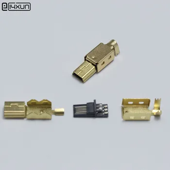 2 комплекта Мини-USB 5PIN Сварочный Штекер Позолоченные Разъемы 4P USB Хвостовая Розетка 3 в 1 DIY Адаптер