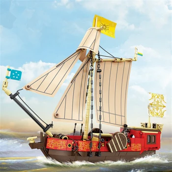 2023 Городское Творчество Средневековые Военные Корабли Модель Пиратского корабля Строительные Блоки Кирпичи Игрушки для подарка