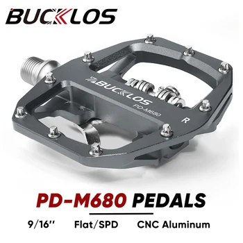2023 Новые педали для горного велосипеда BUCKLOS PD-M680 с двумя функциональными плоскими педалями и блокировкой