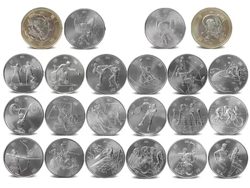 22 штуки памятных монет в группах 1-4 Игр 2020 года в Токио, Япония, 100 юаней + 500 юаней