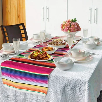 2шт Мексиканская настольная дорожка Мексиканский декор 14 X 108 дюймов для Мексиканской вечеринки Свадебные украшения Для пикников на открытом воздухе Обеденный стол