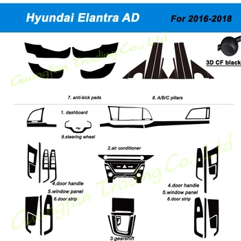 3D/5D Carbon Fiber Car-Stylin Интерьер Центральной Консоли Крышка Изменение Цвета Молдинг Наклейка Наклейки Для Hyundai Elantra AD 2016-2020