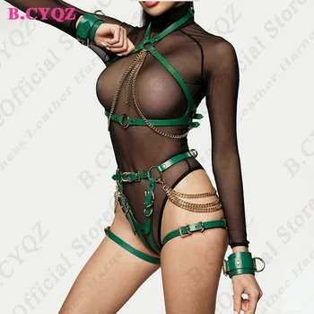 B.CYQZ Сексуальные женские ремни для бондажа, нижнее белье, кожаные подвязки для женщин, цепочка, кисточка, комплект для чулок, клетка для ног, одежда для БДСМ-рейва