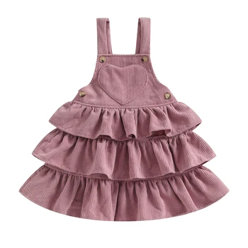 BeQeuewll Для маленьких Девочек, Милое Однотонное Многослойное платье на подтяжках с рюшами, детское платье Принцессы для переноски