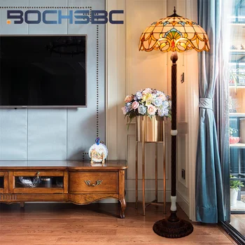 BOCHSBC Tiffany 20-дюймовый витражный нефритовый торшер арт-деко гостиная Столовая Спальня торшер в стиле барокко