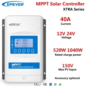 EPEVER 40A MPPT Контроллер Заряда Солнечной Батареи 12V 24V MaxPV150V XTRA4215N Высокоэффективный Регулятор Зарядного Устройства Солнечной Панели