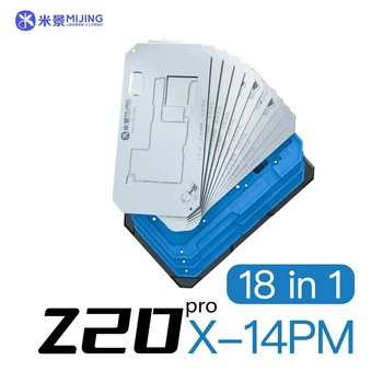 MiJing Z20 Pro 18 В 1 Комплект Трафаретов Для Реболлинга BGA Для iPhone X-14Pro Max Материнская Плата Среднего Слоя, Платформа Для Пайки Олова
