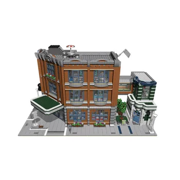 MOC-40972 City Street View HOSPITAL Corner Garage В сборе, модель строительного блока • 4439 Деталей, Подарок для детей на День рождения, изготовленная на заказ игрушка
