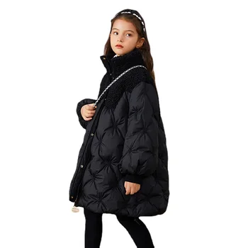 MODX Пуховая хлопчатобумажная куртка для девочек Водонепроницаемое пальто с капюшоном Детская верхняя одежда Одежда для подростков от 6 до 12 лет Детская парка Зимний костюм