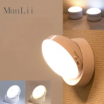 MunLii USB-шкаф для зарядки, ночник, светодиодный ночник, прикроватный столик с беспроводным движением, домашний шкаф, сенсорная круглая подсветка