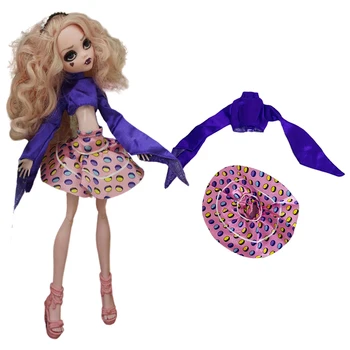 NK 1 комплект платья с разрезом Doll design sense: фиолетовая рубашка с длинными рукавами + юбка для кукольных аксессуаров Ever After High Модная вечеринка своими руками