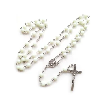 QIGO Светящиеся четки Ожерелье с крестом кулон мужское и женское ожерелье