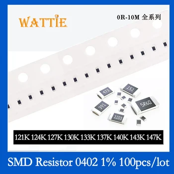 SMD резистор 0402 1% 121K 124K 127K 130K 133K 137K 140K 143K 147K 100 шт./лот микросхемные резисторы 1/16 Вт 1,0 мм*0,5 мм