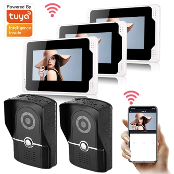 TUYA 1080P 7-дюймовый цветной сенсорный экран Беспроводной WiFi видеодомофон Smart APP Домашний домофон Комплект для системы контроля доступа к приложению