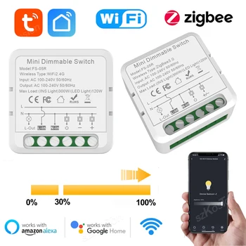 Tuya WiFi ZigBee диммер светодиодный светильник Интеллектуальные диммеры Модульный выключатель Требуется нейтральное голосовое управление Работает с Alexa Google Home