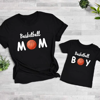 Баскетбольные Футболки Для мамы, Одинаковая Одежда для мамы И Сына, Семейная Футболка, Наряды для Мамы И меня, Женская Детская Футболка, Боди Для Малышей