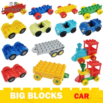 Большие строительные блоки, грузовики, Аксессуары для городского движения, Совместимые Большие кирпичи, модель автомобиля, развивающие игрушки для детей, подарок