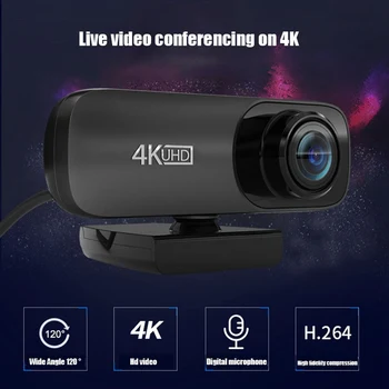 Веб-камера 4K Uhd 3840X2160P Веб-камера 800 Вт пикселей Компьютерная камера 120 ° Groothoek Веб-камера Met Microfoon