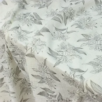 Винтажная хлопчатобумажная креповая ткань с принтом Лилии, Двухслойная марля, Леопардовый хлопчатобумажный креп, Домашняя одежда, Пижамы, одеяло, наволочки из ткани