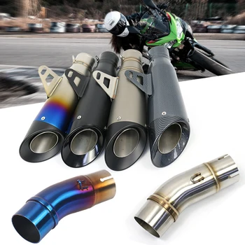 Выхлопная труба мотоцикла Ninja400 Модифицированная труба среднего звена из нержавеющей стали, подходящая для Kawasaki Ninja400 Ninja 400 Z400 2018-2022