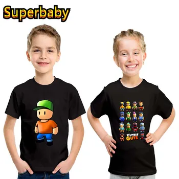 Горячая распродажа, Модная детская футболка с принтом Stumble Guys, забавная игра, Одежда для маленьких мальчиков и девочек, Летняя детская хлопковая футболка с коротким рукавом