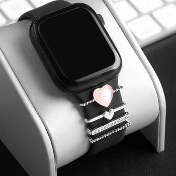 Декоративное кольцо для Apple Watch Band 8 7 6 5 4 Ювелирные изделия с бриллиантами, подвески, аксессуары, силиконовый ремешок для Apple Watch, декоративный браслет