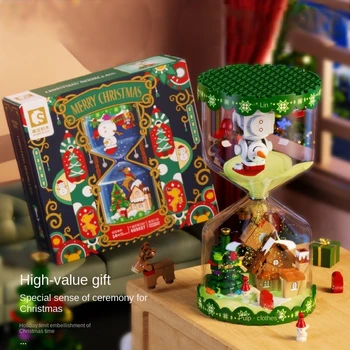 Детская Игрушка-Головоломка Строительные Блоки 605027 Рождественские Песочные Часы Творческая Сборка Модель Украшения Игрушки Рождественский Праздничный Подарок