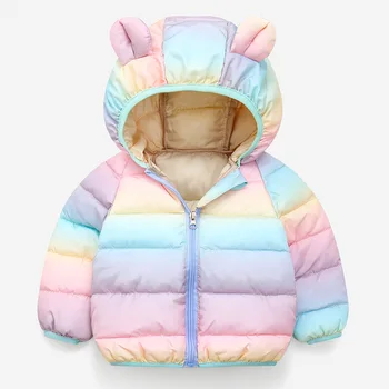 Детская куртка с хлопчатобумажной подкладкой qiu dong, новинка сезона, с маленькими ушками, яркого цвета, теплая зимняя куртка для мальчиков и девочек 2022 года, пальто