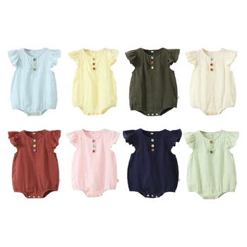 Детский Летний комбинезон с короткими рукавами, Комбинезон для девочек от 0 до 1 года, Пуловер для девочек, Рубашка
