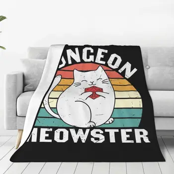 Забавный Винтажный любитель кошек в стиле ретро, Подземелье Мяустер, Вязаное одеяло, флисовые Супер Мягкие одеяла для спальни, диван-кровать, коврик