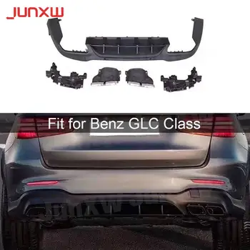 Задний Диффузор PP с Наконечниками Выхлопных Газов для Mercedes Benz GLC X253 Sport GLC 300 GLC250 GLC43 2017-2019 Для Стайлинга Автомобилей Губа Заднего Бампера