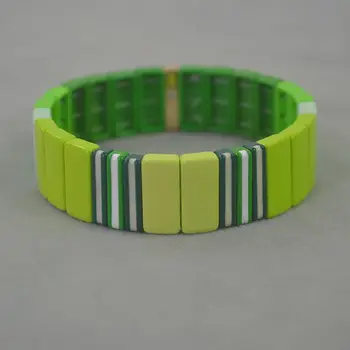 Зеленый отдел, эмалированный, эластичный, с браслетом, широкая версия