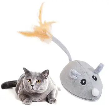 Игрушка для кошек-мышек, Электронная интерактивная игрушка для игры с котенком из искусственных перьев, игрушка для погони, игрушка для дразнения кошек, Плюшевая эмуляция, игрушки для крыс-мышей