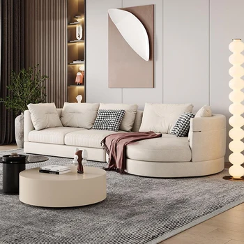 Изогнутый тканевый диван Nordic Luxury Technology, Простой современный легкий дизайнерский водонепроницаемый диван для гостиной L-образной формы