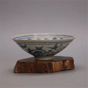 Китайский сине-белый фарфоровый кран эпохи Мин и чаша с цветочным дизайном 6,89 дюйма