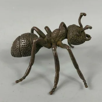 Коллекционная китайская антикварная медная статуэтка ручной работы из реалистичной движущейся фигурки муравья