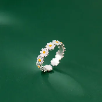 Кольцо с маленькой маргариткой, серия Forest, Маленькое свежее кольцо с белым цветком, женское очарование