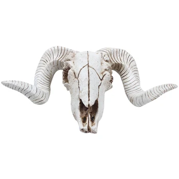 Креативная голова овцы из смолы, Череп, голова, висящая на стене, 3D скульптура животного Лонгхорна, Статуэтки, поделки, Рога, украшения для домашнего декора