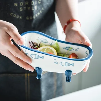 Креативная керамическая чаша в форме ванны в форме пудинга для мороженого, миски для йогурта, тарелки для закусок с фруктами Kawaii, кухонные принадлежности
