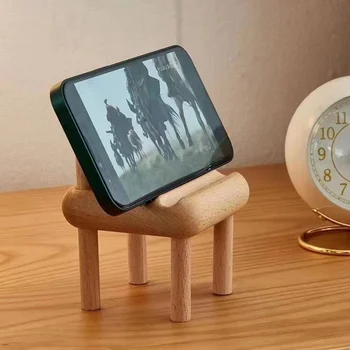 Креативный мини-держатель для мобильного телефона в форме стула из цельного дерева, практичные мелкие украшения, Украшения для дома, Модельные изделия из дерева