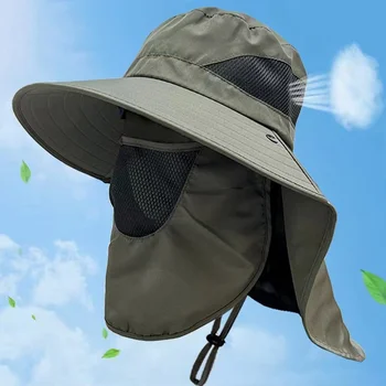 Летние солнцезащитные шляпы с защитой от ультрафиолета, Кепка для охоты и рыбалки на открытом воздухе для мужчин и женщин, для пеших прогулок, для кемпинга, козырек, панама, Съемная Рыбацкая шляпа