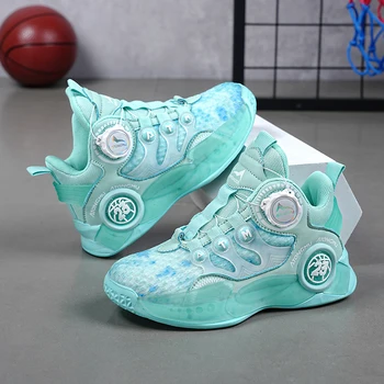 Летняя детская баскетбольная обувь 2023 года, сетчатая дышащая спортивная обувь, модные кроссовки для мальчиков, нескользящая детская обувь для тренировок