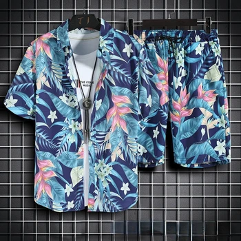 Летняя пляжная рубашка для мальчиков, свободные повседневные пляжные брюки с принтом, Гавайские шорты