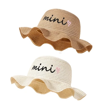 Летняя пляжная шляпа для девочек, Солнцезащитная соломенная кепка, Универсальные аксессуары для головы детей
