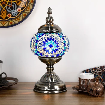 Марракешская турецкая мозаика ручной работы, художественное стекло, светодиодная настольная лампа для украшения дома