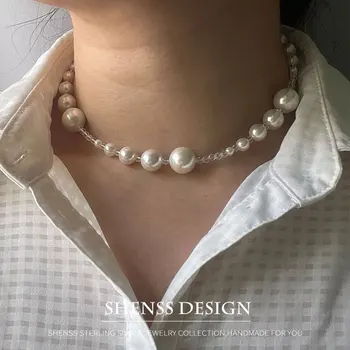 Модное и изысканное ожерелье из ракушки с жемчугом и шпинелью постепенного размера